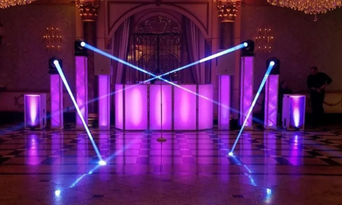 Neon-lit Rave stage