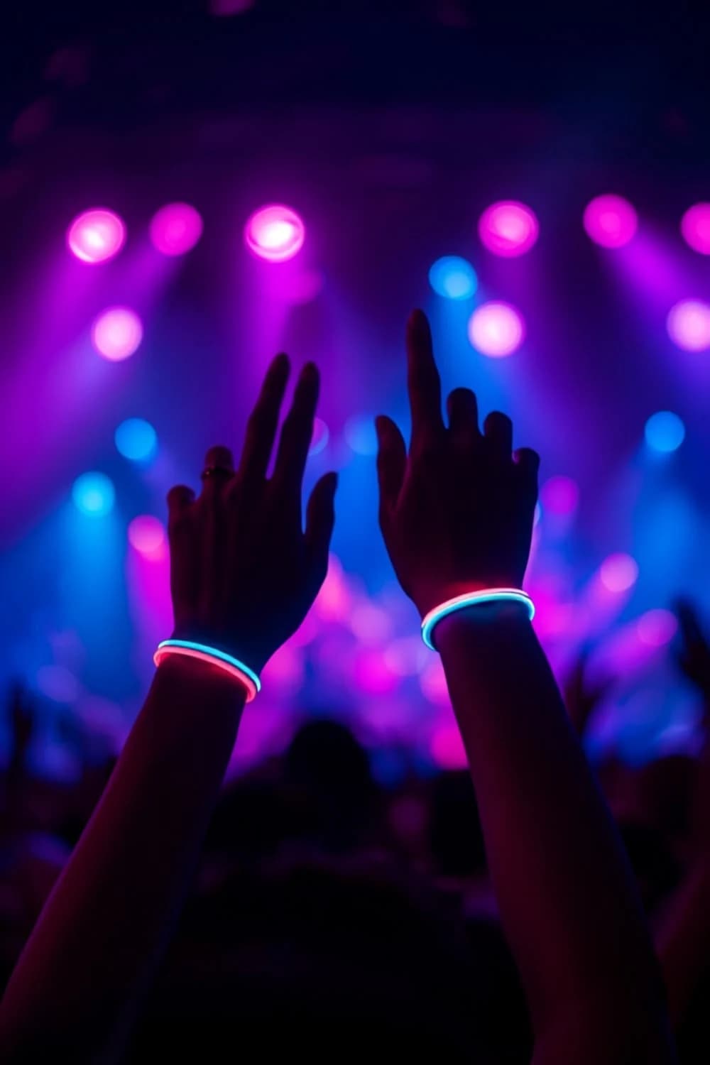 Guests wearing neon bangles during The Gath Ring Rave